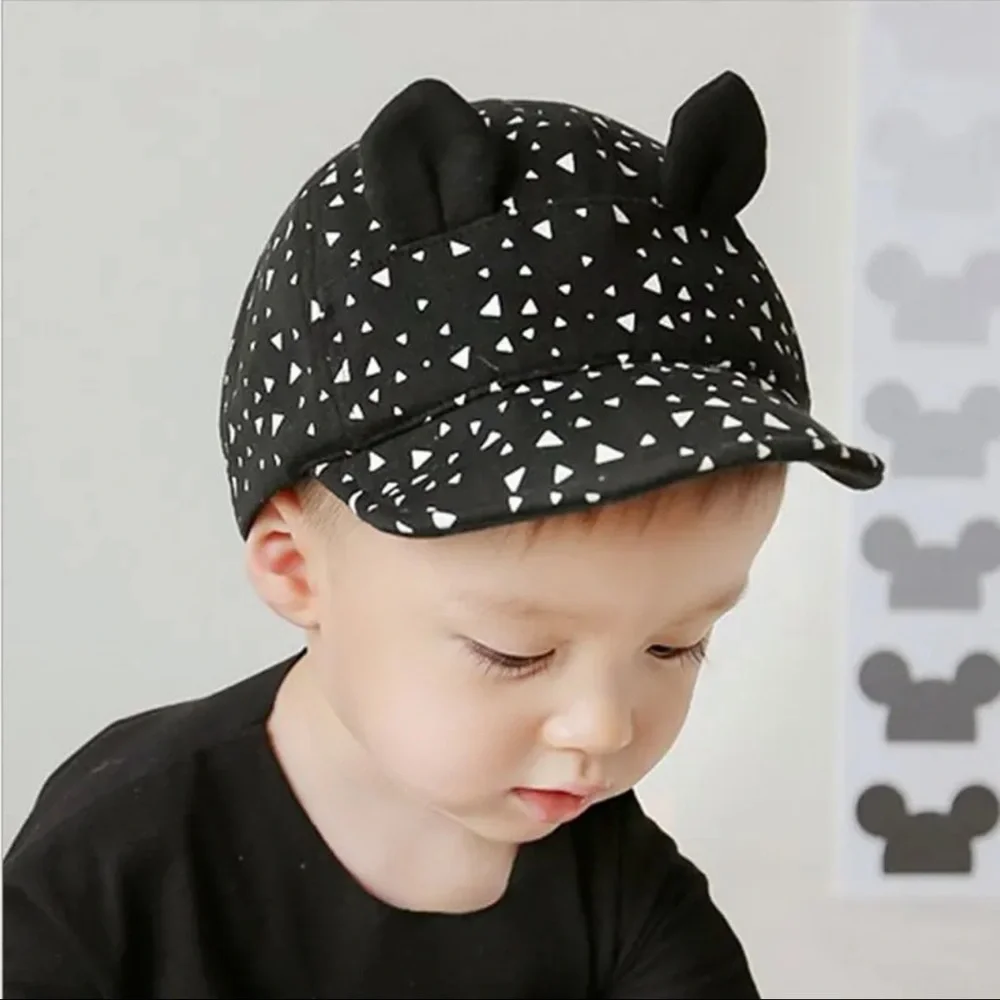 Cute Cat Style Baby Cap for Boys Girls, Kid Hat, Cotton, Snapback, 5 - 24 M